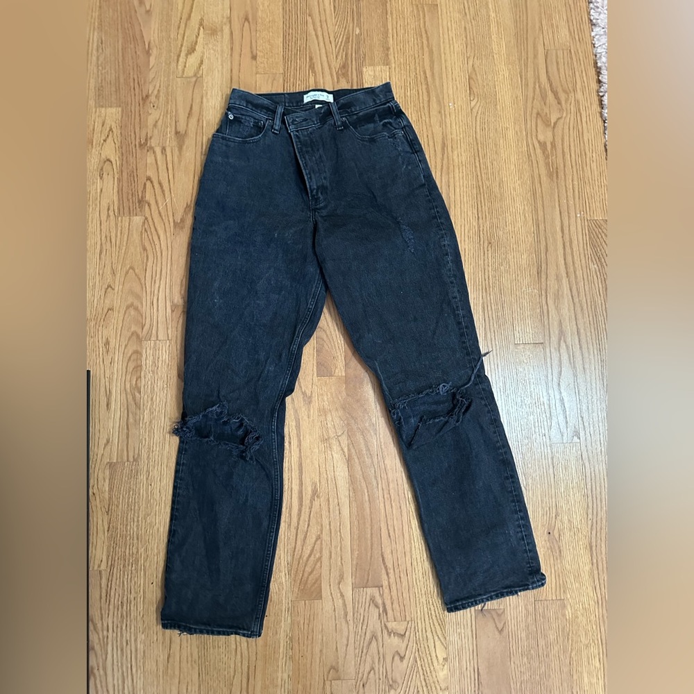 Abercrombie straight leg long black jeans